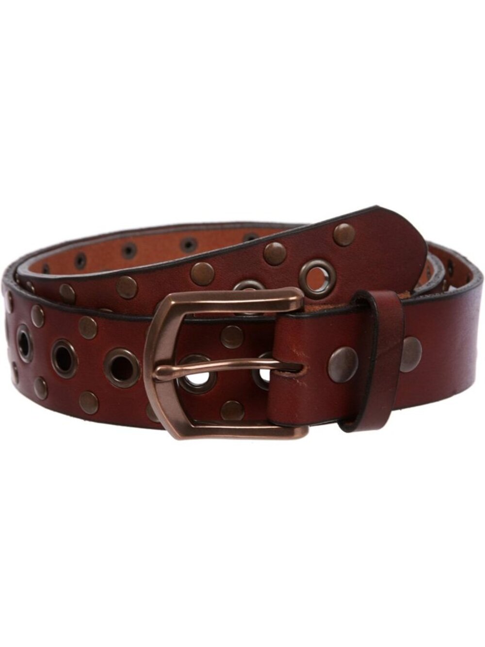 Stylish Casual Leather Belt with Riveted Studs & Grommets - Perfect for Everyday
